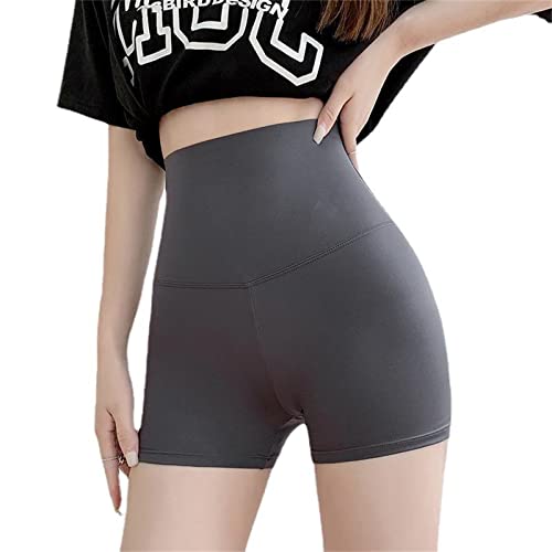 HOUHOUYIBA Short de requin de levage de fesses, short de motard de yoga taille haute pour femme, short de sport sans couture pour femme (Gris,L) Cover
