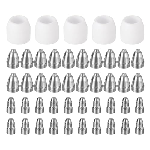 sourcing map 45pcs P80 Plasma Cutter Nozzle Electrodes and Shroud Cup Consumables Kit, 1.3mm Nozzle Tip