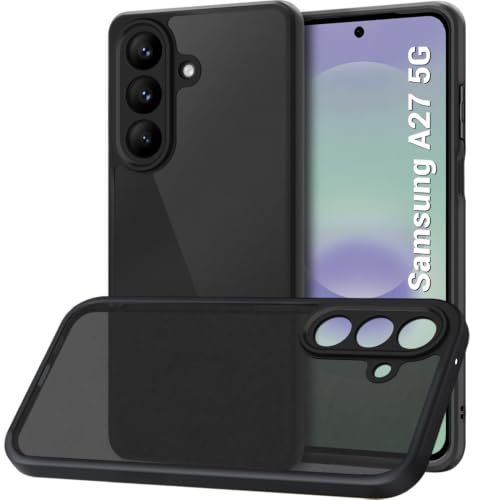 Image of TheGiftKart Hybrid Shockproof Back Cover Case for Samsung Galaxy A27 5G | Camera Protection Module | Hard Back Cover Case for Samsung A27 5G (PC & TPU, Translucent Smoke Matte Back, Black Sides)