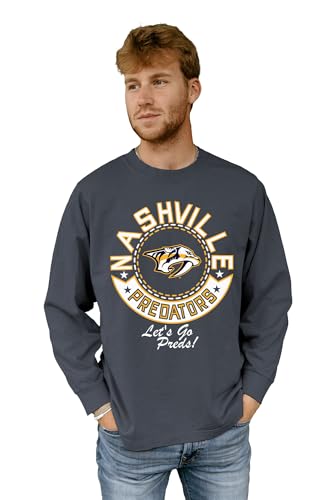 Blue 84 Nashville Predators NHL Officially Licensed Long Sleeve T-Shirt Throwback Honor, Medium Team Color