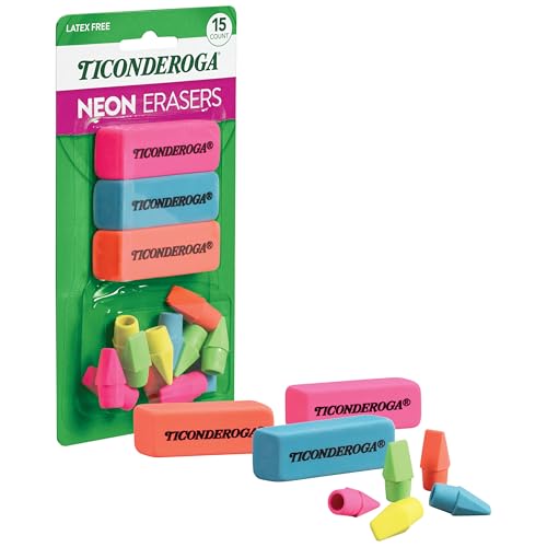 Ticonderoga Erasers, Neon, 15 Count (Pack of 8)  - image 3