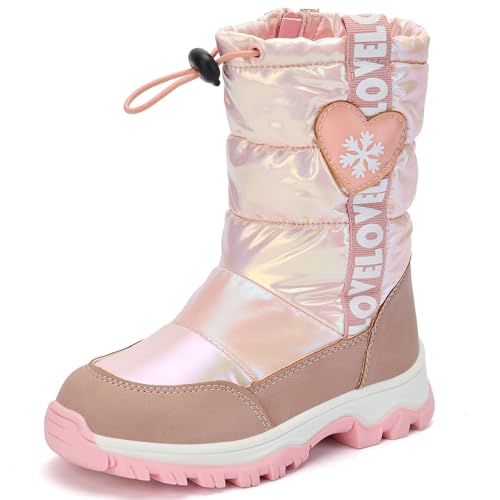 TZJS Schneestiefel Kinder Winterstiefel Mädche Winter Warme Mädchen und Kinder Baumwollstiefel Süße Kinderstiefel（Rosa,27）