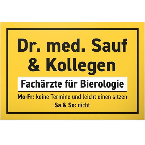 DankeDir! Dr. med Sauf & Kollegen - Cartel de plástico de 30 x 20 cm, diseño de texto divertido para hombres para él JGA Party - Regalo de cumpleaños, decoración de cumpleaños con alcohol