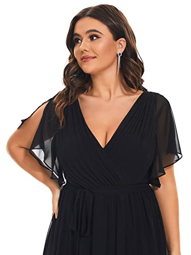 Image of Ever-Pretty Plus Women's Chiffon Bridesmaid Dress A-Line Empire Waist Floor Length Plus Size Formal Wedding Guest Dresses