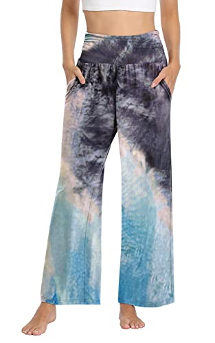 Image of TARSE Womens Wide Leg Pants Casual Loose Yoga Sweatpants Comfy Lounge Pajama Flowy Pants Pockets