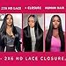 2x6 Hd Lace Closure, Middle part Straight Human Hair Closure Invisible Real HD Lace, 14 Inch 2 by 6 Skinlike Lace Frontal Closure Only Bleached Knot Pre-Plucked Natural Hairline Natural black 14inch