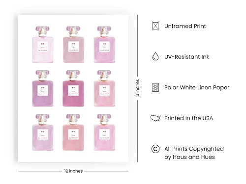 Haus And Hues Glam Wall Art Eau De Parfum Blush Pink Wall Decor Fashion Wall Art For Women Pink Wall Art For Bedroom Vanity Room Wall Art Pink Posters & Glam Decor For Wall Unframed 12” X 16” #TOP1