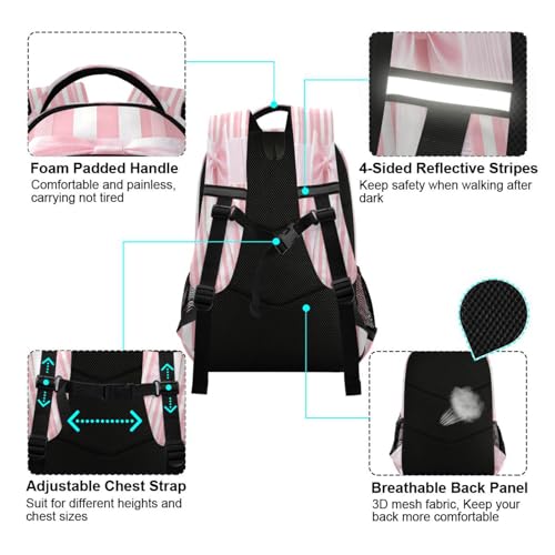 ALAZA Pink Ribbon Bow School Backpack for Girls & Boys, Kids Laptop Bookbag with Reflective Strip 17in4