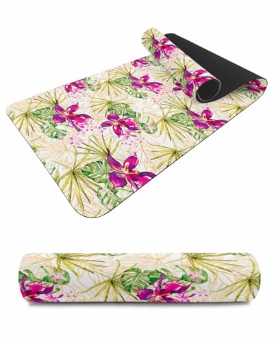 Debedcor Heat Proof Table Pads Waterproof Decorative, Tropical Botanical Non-Slip Table Countertop Protector, Summer Beach Palm Watermelon Insulation Mat for Dining Room, 48 x 12 Inches