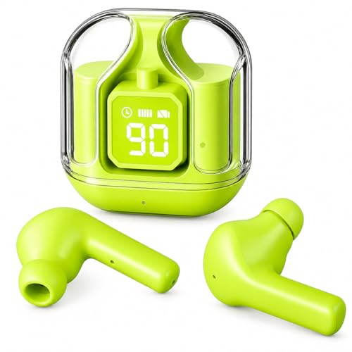 Image of NADITI Wireless Bluetooth Earbuds with Digital Display Charging Case | Touch Control TWS Earphones with HD Sound & Deep Bass | Noise Isolation Earbuds for Music, Calls, Gaming & Sports (Green)
