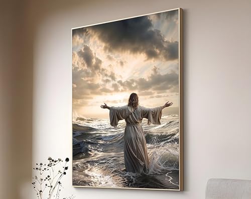 Jésus marchant sur l'eau affiche déco pour créer un coin de prière paisible