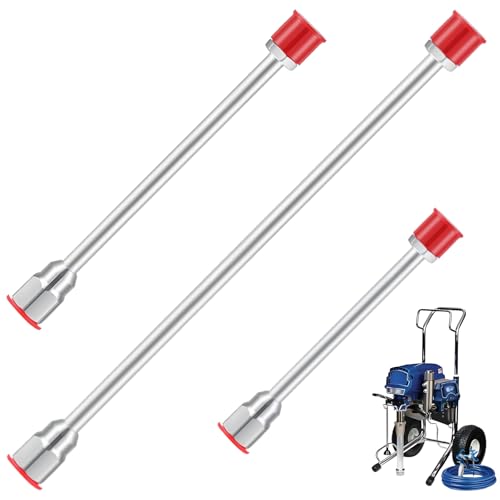 8 inch / 12 inch / 15 inch Airless Paint Sprayer Extension Wands with Red Guard | Universal Fit for Graco, Wagner & Titan Sprayers | Durable Multi Painting Pole Kit Spray Gun Tip Extension 7/8