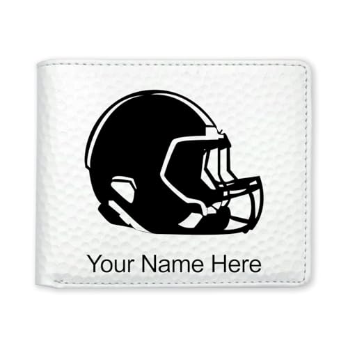 LaserGram Faux Leather Bi-Fold Wallet, Football Helmet, Personalized Engraving Included (Golf White)