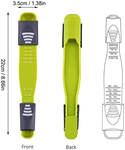 Set van 3 maatlepels, dubbelzijdige doseerlepels instelbaar, 8 verschillen, voor suiker, zout, koffie, melkpoeder, proteïnepoeder, leuke keukenhulp