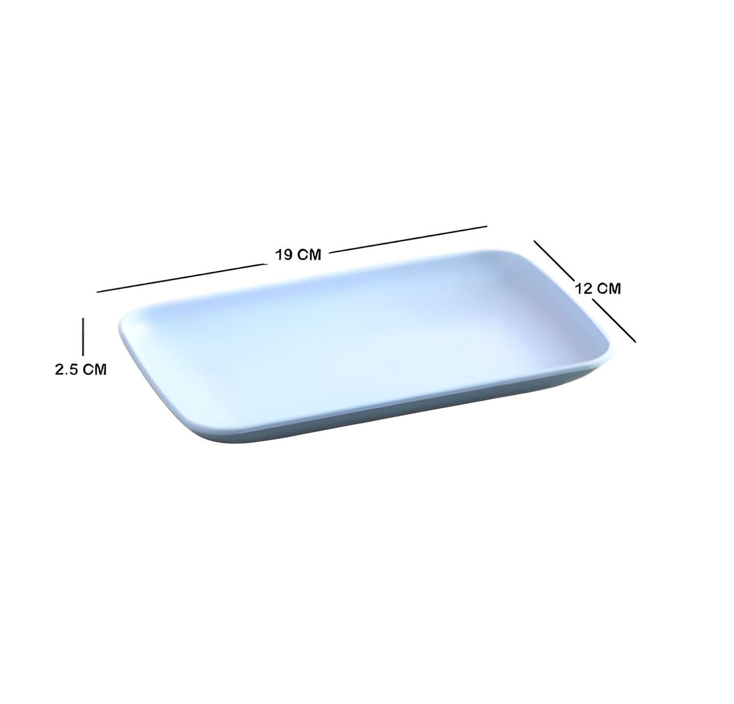 Jeyux Small Dessert Plates Fruit Dish - Rectangular Serving Plate for Snacks, Salad, Cupcake, Breakfast, Dinner - Home, Kitchen & Café Use - Daily Use Crockery Set for Dining Table (Blue, Pack of 6) 1