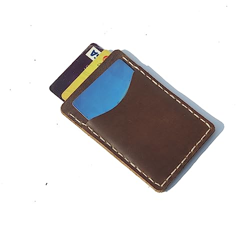 Handcrafted Front Pocket Card Holder, Leather Minimalist Cardcase, Credit Card Holder, 3 Card Slots Unlined all-cow Pickup Bag2