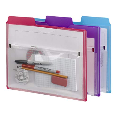 Smead Organizador de projetos com bolsa com zíper, aba de corte 1/3, tamanho carta, cores sortidas,