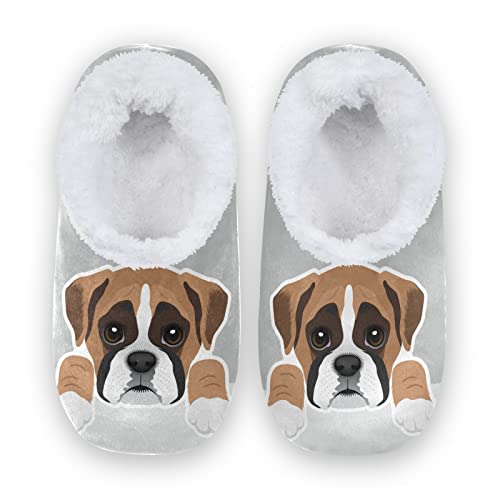 Boxer Dog Puppy Home Slippers Spa Travel House Slipper Soft Memory Foam Slipper Non Slip for Women Men Hotel Bedroom Shoes Slippers M