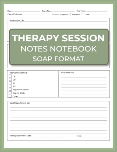 Therapy Session Notes Notebook (SOAP) Format: Client Progress Log for Counselors, Social Workers, Psychologists and Private Practice Professionals image 2