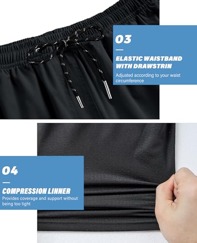 Alimens & Gentle Mens Swim Trunks 5" with Compression Linner Swim Shorts with Zipper Pocket Quick Dry Board Shorts for Men4