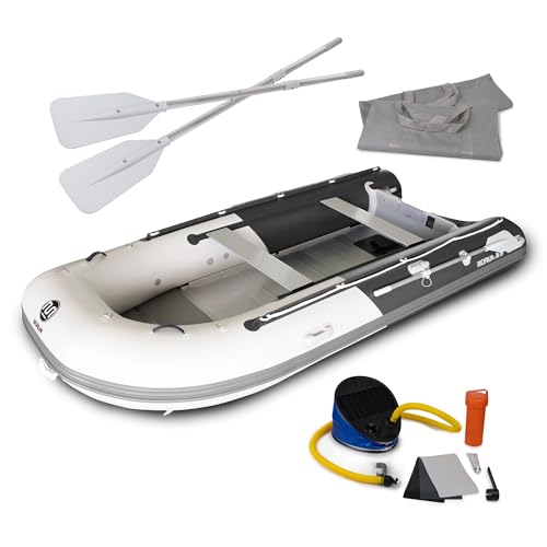 DA-390 Aufblasbares Schlauchboot, 390 cm, grau - dunkelgrau, Aluminiumboden, inkl. Zubehör, Angelboot, Paddelboot, Motorboot Kategorie C DA-390 Aufblasbares Schlauchboot, 390 cm, grau - dunkelgrau, Aluminiumboden, inkl. Zubehör, Angelboot, Paddelboot, Motorboot Kategorie C