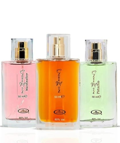 Ayat Perfumes Conjunto de 3 fragrâncias: Eau de Parfum Choco Musk, marshmallow e pistache, 3 x 50 ml, unissexo, fragrâncias de Dubai, longa duração, ideia para oferecer