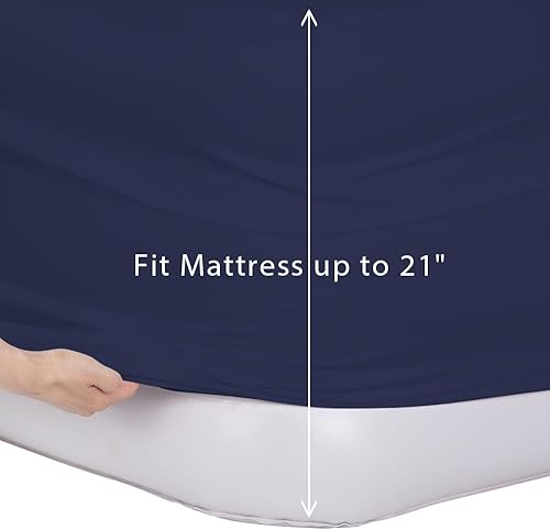 Miniatura 4 de Bedecor Sábanas de cama de aire para funda de colchón, cama extraíble y banda elástica, súper suaves, transpirables y profundas de hasta 21