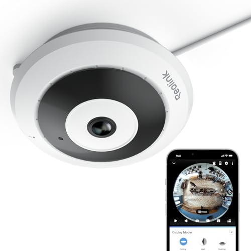REOLINK WiFi Security Fisheye Camera, 2K+ 6MP 360° Panorama, 2.4/5GHz WiFi Indoor Wireless Security Camera, Person Motion Detection, Ceiling/Wall/Desk Mount, Supports up to 512GB microSD, FE