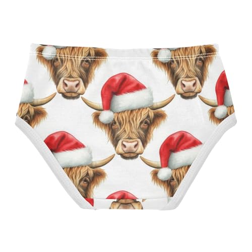 Cute Highland Cow Heads White Toddler Girls Underwear 2t Cotton Little Girl Panties Aesthetic Kids Briefs Undies2