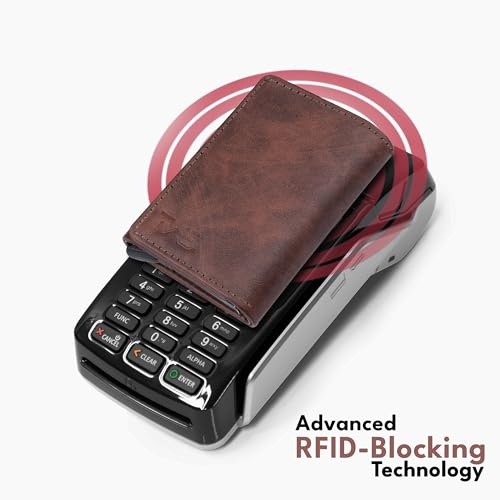 Image of The Wallet Store Maverick RFID Protected Vegan Leather Wallet Cardholder | Pop-up Cardholder | Scan Proof Wallets for Men | Aluminium Case | Up to 8 Cards | Credit & Debit Cardholder (Brown)