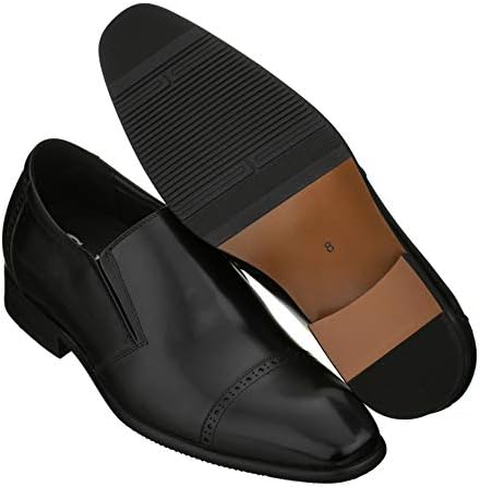 CALTO Men's Invisible Height Increasing Elevator Shoes - Black Leather Slip-on Formal Dress Loafers- 2.4 Inches Taller - Y6115 - Size 9 D(M) US | Image 4