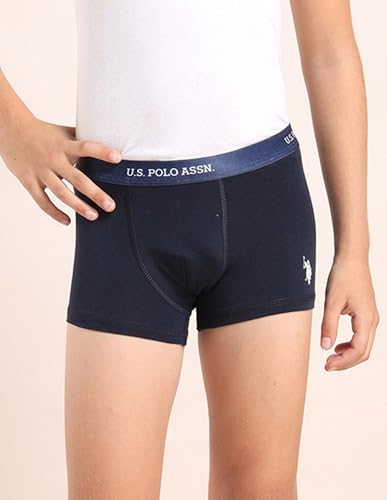 Image of U.S. Polo ASSN. Boys EKT04 Mid Rise Cotton Spandex Trunks - Pack of 3