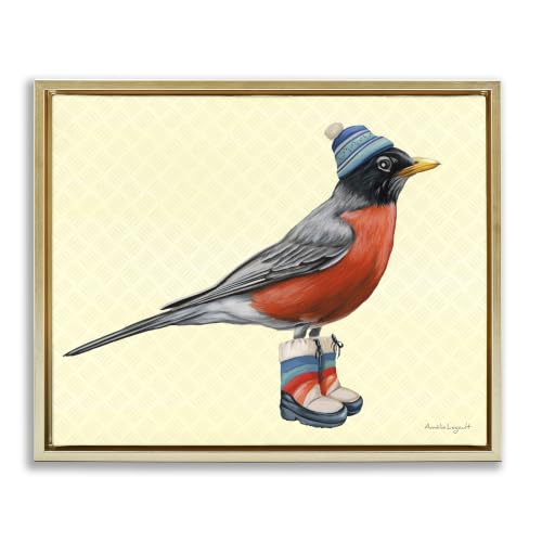 Robin Cozy Winter Boots Hat Pattern, 17 x 21 Inch Canvas in Floater Frame