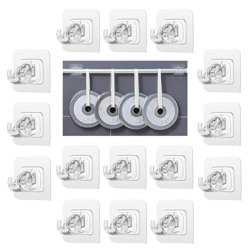 KUBDPQOR 15 Soporte Cortinas sin Taladrar, Soportes Adhesivos Transparentes para Barras de Cortina, Ganchos Autoadhesivos Soportes de Poste Fijos para Baño Y Cocina