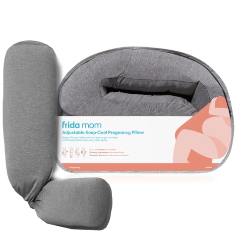 Image of Frida Mom Pregnancy Pillow, Body Pillow, Cooling Pillow, Adjustable for Comfortable Sleep and Pregnancy Belly Support, Back Support, and Leg Support, Gray