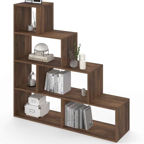 IDMarket - Bibliothèque escalier Lina Effet Noyer