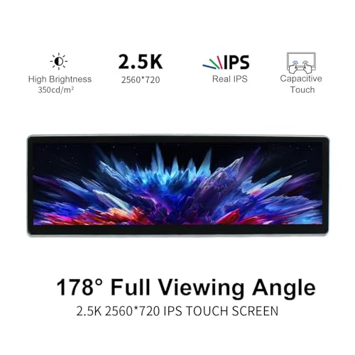 Image of 14.5Incn 2.5K Touchscrcen BarMontor,2550x720 IPS Portable CD Scrcen wth 10-Point Touch, 60 Rerteshn Rate.350nt Brightiness, USB C Drver Beard Yx25kK Tor DY Game PC