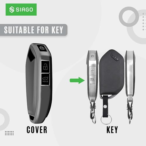 Image of SIAGO TPU Key Cover and Round Key Chain Compatible with Kia 3 Button Flip Key (Grey)