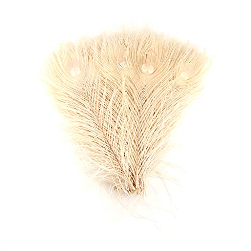 Shekyeon 10-12Inch Dyeing Peacock Feathers Bleached Plume Wedding Table Centerpiece Pack Of 10 (Off White) #TOP1