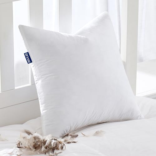 Image of MIULEE Feather Pillow Insert 22x22, Throw Pillow with Cotton Cover