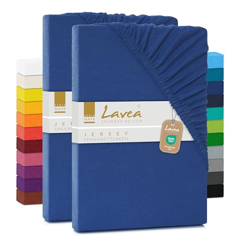 Serie Maya Juego de 2 sábanas bajeras Ajustables para colchones de hasta 20 cm – 90 x 200 cm | 100 x 200 cm, Color Azul Real, 100% algodón con Goma elástica