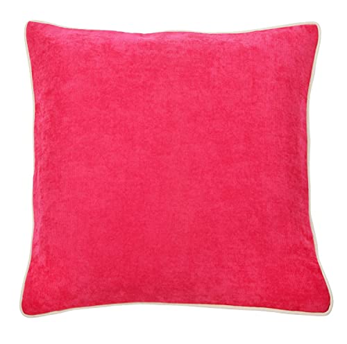 DONE Kissenbezug Joy 3 Größen viele Farben - weicher Velour Stoff - knallige Farben mit Keder in beige - Moderne Hüllen, Größe Kissen:65 x 65, DONE:pink 2034