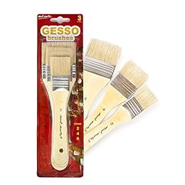 Mont Marte Paint Brush Set for Gesso – 3 Bristle Brushes in Sizes 2, 4 and 6 – Flat Brushes – Ideal Brush Set for Gesso, Acrylics, Oil Paints, Watercolours