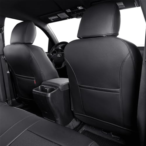 Image of EKR Custom Fit Tacoma Car Seat Covers for Toyota Tacoma 2016 2017 2018 2019 2020 2021 2022 2023 Access Cab -Full Set,Faux Leather(Black)