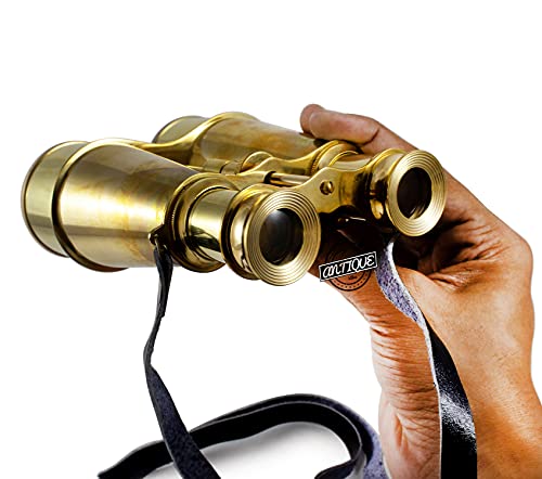 Marine Solid Brass Binoculars Marina Military Navy Vintage Telescope Decorative(Shiny Brass) #TOP2