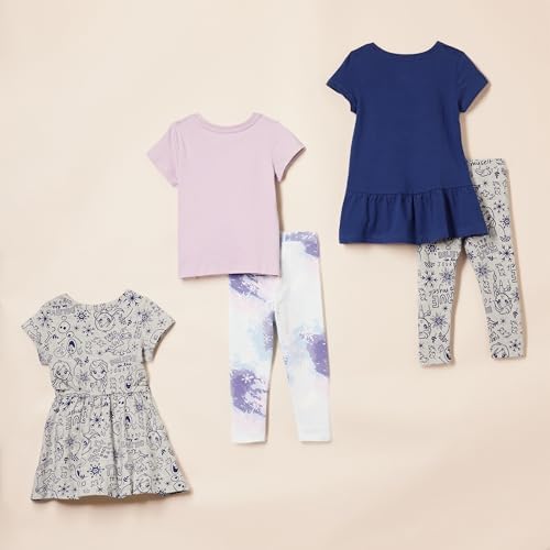 Spotted Zebra Girls' Disney Star Wars Marvel Frozen Princess Mix-and-Match Outfit Sets, 5-Piece Frozen Doodles, 3T - 2