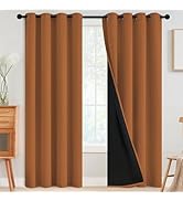SimpleHome 100% Blackout Curtains for Bedroom,Thermal Insulated Orange Grommet Window Drapes Room...