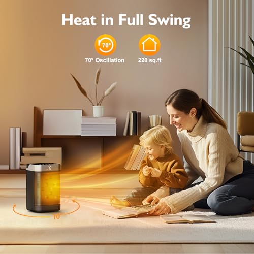 Homairate GD9215AD06 Space Heater Indoor, Small Space Heaters For Indoor Use With Thermostat, 70° Oscillation, 1-12H Timer, Remote Control, 1500W Ptc Electric Heater thumb #2