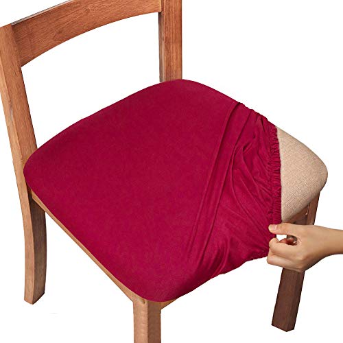 El mejor review de Comprar comedor al mejor precio. 34 Gute Fundas de asiento para silla, fundas de asiento para silla de comedor con lazos, fundas elásticas sólidas, protectores para sillas de comedor y cocina (4 unidades, rojo...