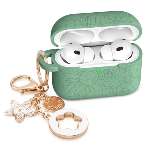 Image of Case for Airpods Pro 1st 2nd Generation - VISOOM Airpods Pro 1 /2 Cases Cover Women Silicone iPod Pro 2 Earbuds Wireless Charging Case Girl Bling Keychain for Apple Airpod Gen Pro 2